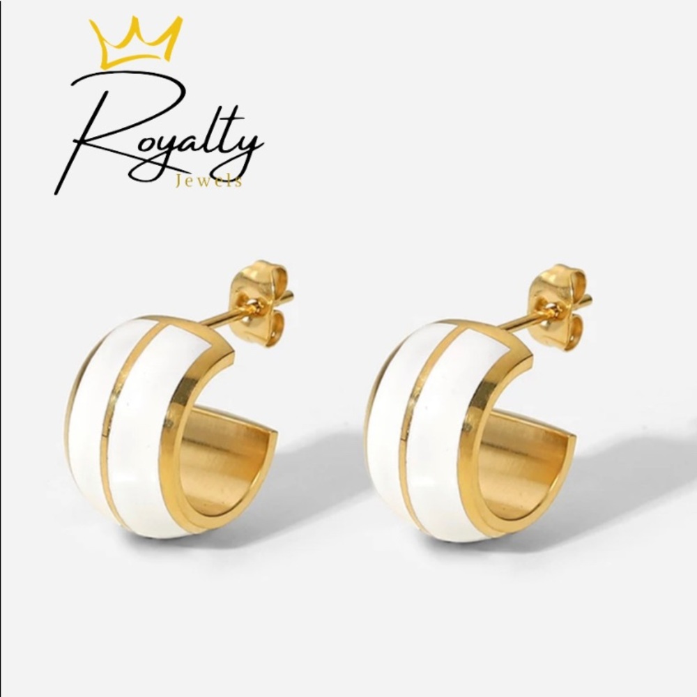 New Luxury Royalty Jewels Huggies 14k Gold plated over Stainless Steel